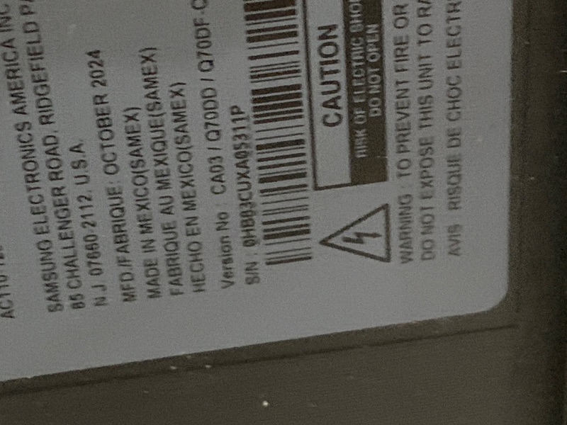 Photo 3 of Samsung 65-Inch Class QLED Q7F Series Samsung Vision AI Smart TV (2025 Model, 65Q7F) Quantum HDR, Object Tracking Sound Lite, Q4 AI Gen1 Processor, 4K upscaling, Gaming Hub, Alexa Built-in FOR PARTS ONLY 