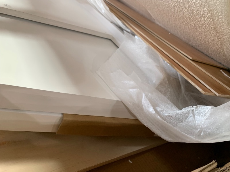 Photo 1 of **BOX 3 OF 3, MISSING BOXES 1 & 2*** Ball & Cast Twin-Over-Twin Castle Style Bunk Bed,Wood Bunkbed w/ 2 Drawers and 3 Shelves,Full-Length Fence,Bedframe with Slide & Storage Ladder,Space Saving,Slat Support,for Child's Bedroom,White