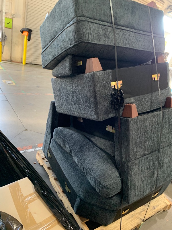 Photo 1 of YOPTO 116" Convertible Sectional Couch with Movable Ottoman and 6 Throw Pillows,Chenille Upholstered Comfy Sofa 7 Seater,L-Shaped,Free Combination,Easy Assembly for Living Room,Apartment,Dark Gray