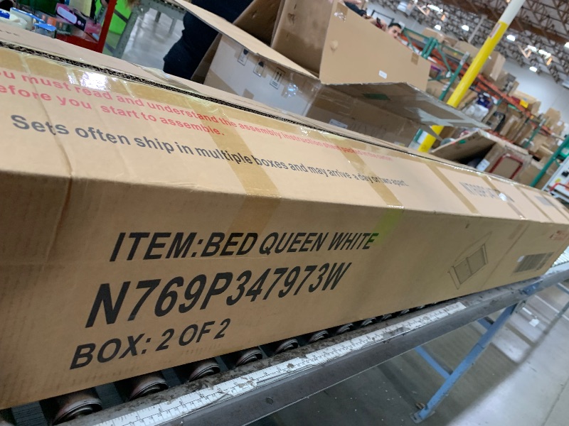 Photo 1 of ***BOX 2 OF 2, MISSING BOX 1*** Christopher Knight Home Umti Queen Bed Frame with Headboard, Boucle Fabric Upholstered Queen Size Bed Frame, Curve-Shaped Design Headboards, Modern Design Bed Set, Easy Assembly, Heavy Duty, Cream