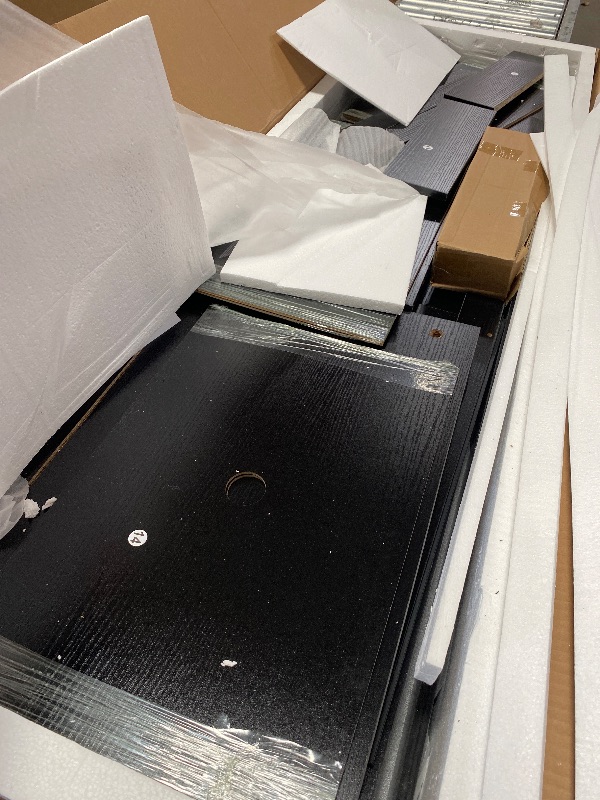 Photo 1 of (DAMAGED BOARD) YITAHOME TV Stand for 65 Inch TVs, Entertainment Center with Storage Cabinets, Power Outlet & LED Light, Media TV Console with Barn Doors for Living Room, Black