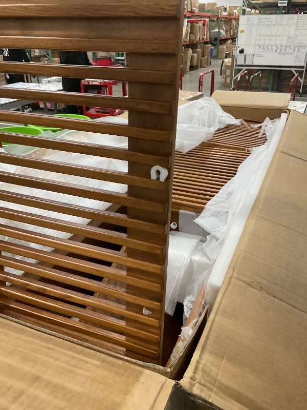 Photo 1 of **FOR PARTS ONLY**POVISON Full Assembled Mid Century Modern TV Stand, Wood Slatted Media Console for 65 inch TV, Entertainment Center with Storage for Living Room, Low Cabinet with Removable Shelves