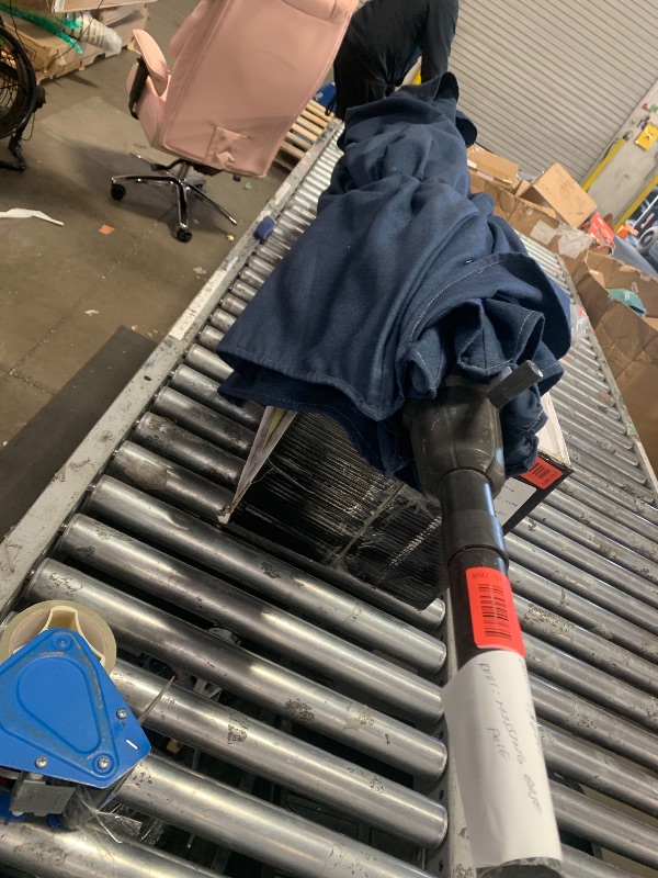 Photo 1 of  7.5ft Heavy-Duty Round Outdoor Market Table Patio Umbrella w/Steel Pole, Push Button Tilt, Easy Crank Lift - Navy Blue MISSING BASE