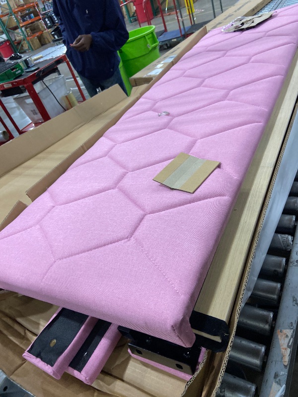 Photo 1 of **MISSING HARDWARE**GarveeHome Pink Queen Bed Frame with Upholstered Headboard, Heavy-Duty Platform Bed Frame with Strong Wood Slats, No Box Spring Needed/Noise Free/Easy Assembly