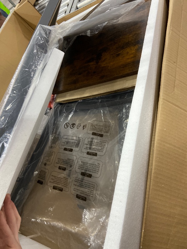 Photo 1 of *** PARTIAL SET - ONLY TWO CHAIRS INCLUDED *** VASAGLE Dining Chair Set of 4, Rustic Wood Chairs with Metal Steel Frame, Easy to Assemble, Comfortable Seat, Modern Farmhouse Chair for Kitchen, Bedroom, Living Room, Rustic Brown and Ink Black