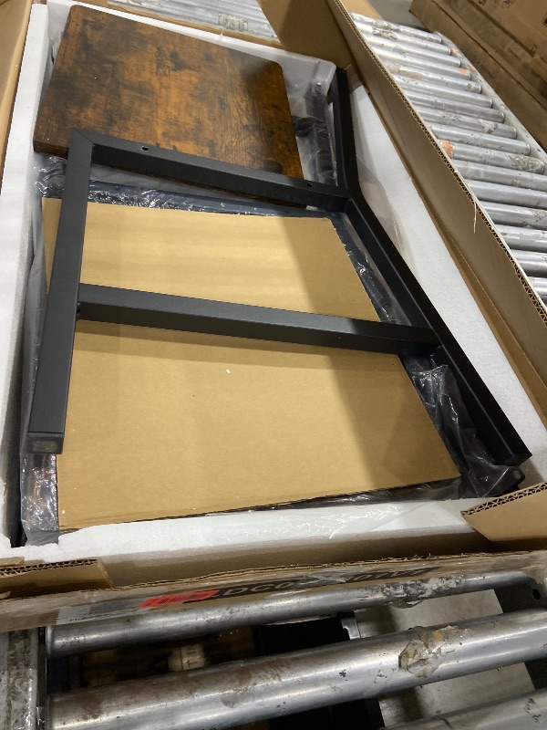 Photo 1 of *** PARTIAL SET - ONLY TWO CHAIRS INCLUDED *** VASAGLE Dining Chair Set of 4, Rustic Wood Chairs with Metal Steel Frame, Easy to Assemble, Comfortable Seat, Modern Farmhouse Chair for Kitchen, Bedroom, Living Room, Rustic Brown and Ink Black