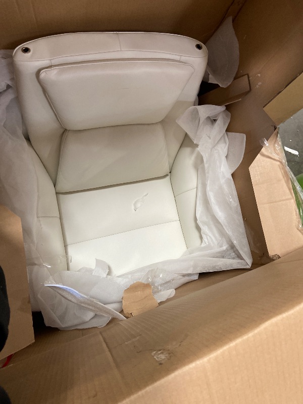 Photo 1 of **For Parts Only** Jennifer Taylor Home Jovan 31.5" Mid-Century Modern Genuine Leather Recliner Lounge Chair, Porcelain White Leather