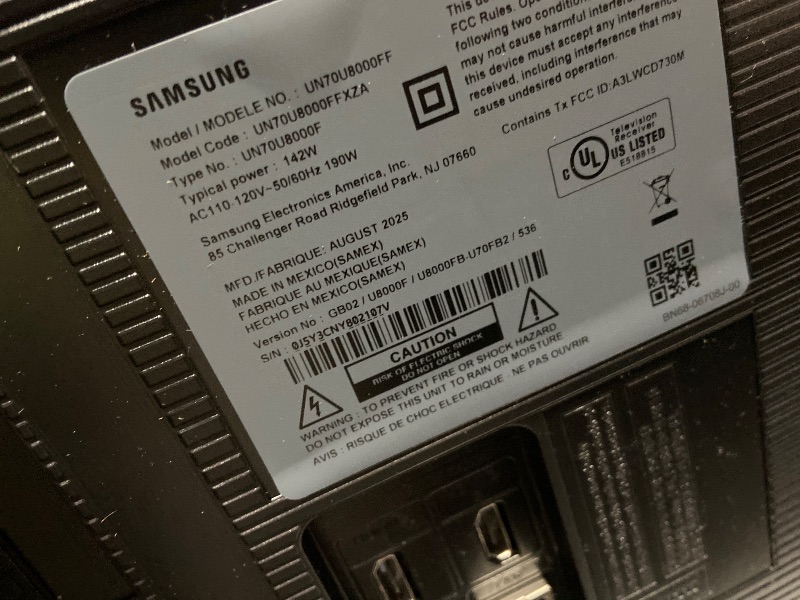 Photo 1 of ************SCREEN DAMAGED, NONFUNCTIONAL,  MISSING ALL ACCESSORIES, FINAL SALE******************
Samsung 70-Inch Class Crystal UHD U8000F 4K Smart TV (2025 Model) Endless Free Content, Crystal Processor 4K, MetalStream Design, Knox Security, Alexa Built-