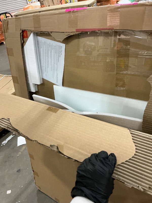 Photo 1 of [Tempered Glass] 46" x 55" Glass Chair Mat, Heavy Duty Hard Floor Mat with Round Corner and Polished Edge, Office Chair Mat for Carpet Office Home Hardwood Floor Desk