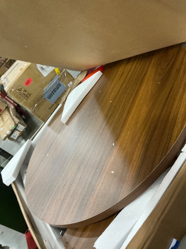 Photo 1 of *PREVIOUSLY ASSEMBLED//MISSING SOME HARDWARE**Pamapic Round Dining Table Set for 4, Kitchen Table and Chairs for 4, Dining Room Circle Dinner Pedestal Table, Solid Metal Frame,Space Saving Wood Kitchen & Dining Room Furniture,Walnut