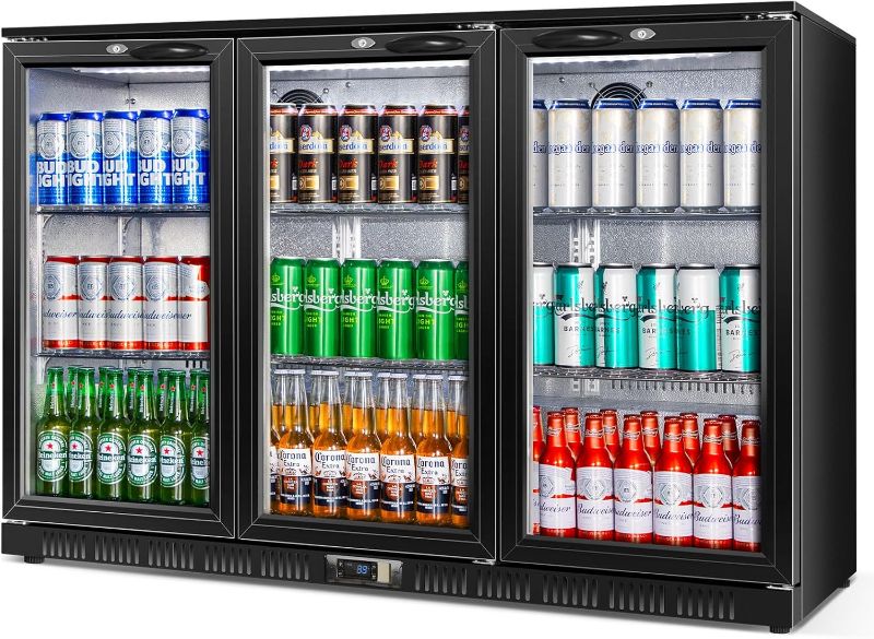 Photo 1 of *MINOR DENTS* Beverage Refrigerator, 53.15W Inch 12 Cu.Ft Drink Fridge, Back Bar Beer Fridge with 3 Glass Door, 35.43" Height Beverage Cooler, Built-in & Undercounter Commercial Back Bar Cooler for Kitchen Shop Bar