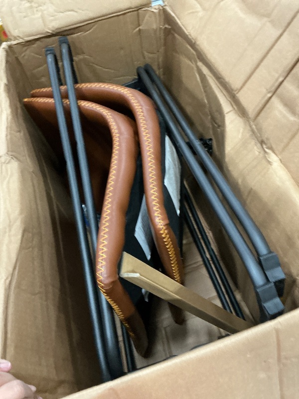 Photo 1 of *MISSING 2** Sweetcrispy Counter Height Bar Stools Set of 4, 30 inch Height Stool Faux Leather Barstools with Back, Armless Kitchen Island Countertop Comfortable Modern Chairs with Metal Legs - Brown