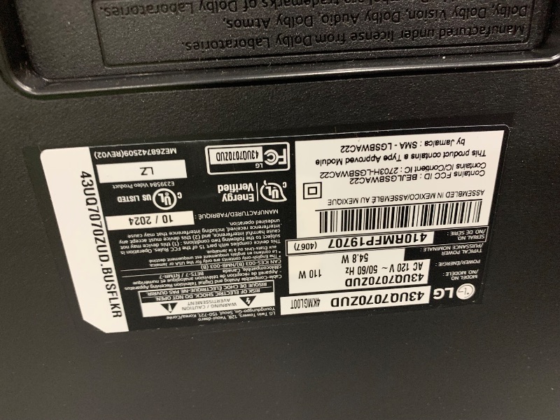 Photo 1 of ***DAMAGED*** LG 43 Inch Class UQ7070 ZUD Series LED 4K UHD Smart webOS 22 TV