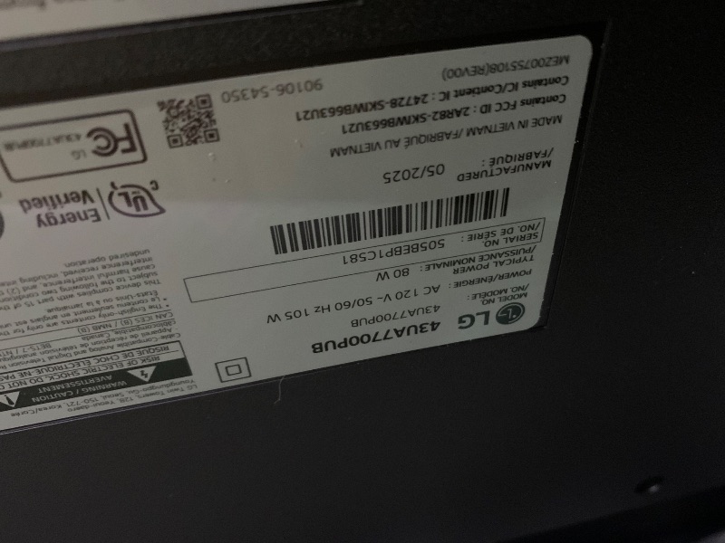 Photo 1 of *DAMAGE**
LG 43UA7700P 43 inch Class UA77 Series LED AI 4K Smart webOS TV (2025)