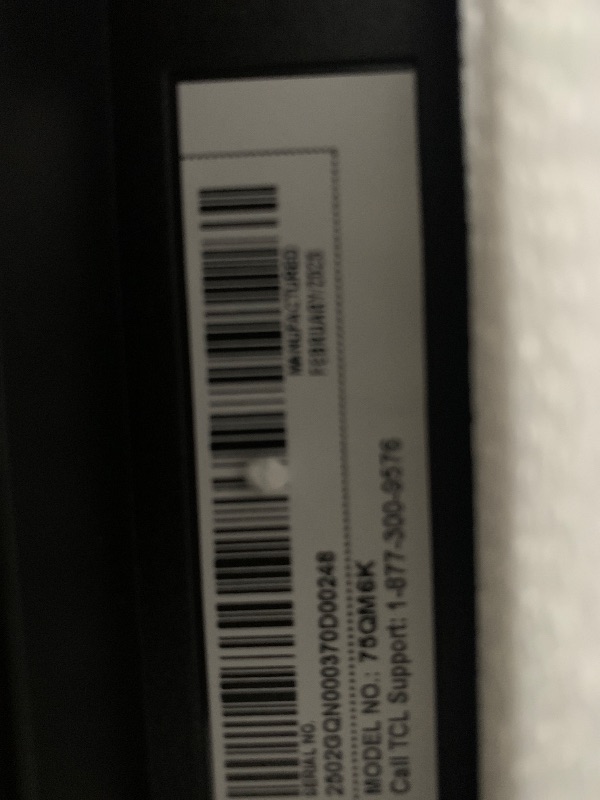 Photo 1 of ***DAMAGED*** TCL 75 Inch Class QM6K Series | Mini LED QLED 4K HDR | 75QM6K, 2025 Model | 120HZ-144HZ High Brightness Smart Google TV Dolby Atmos Onkyo Audio | Voice Remote Alexa Gaming Streaming Television