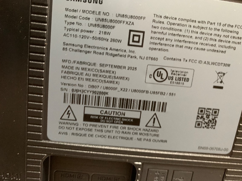 Photo 1 of **DAMAGED** Samsung 85-Inch Class Crystal UHD U8000F 4K Smart TV (2025 Model) Endless Free Content, Crystal Processor 4K, MetalStream Design, Knox Security, Alexa Built-in