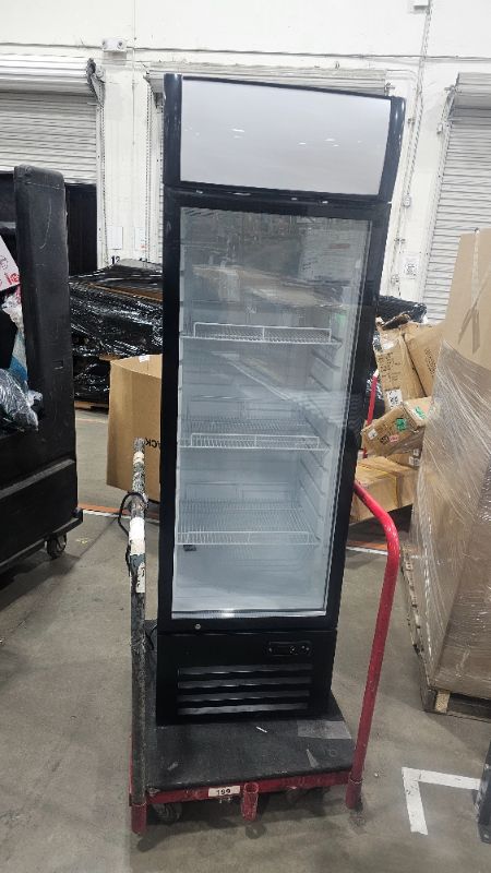 Photo 1 of ***DOES NOT COOL***Bluelinecool Commercial Refrigerators 9 Cu.Ft Upright Merchandiser Drink Cooler – Glass Door Beverage Fridge with LED Light, Adjustable Shelves, Lock Wheels – Display Refrigerator for Bar, Shop, Beer