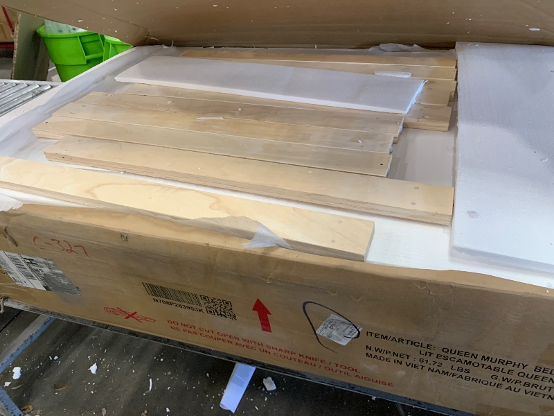 Photo 1 of **BOX 1 OF 5**Merax Queen Size Murphy Bed Wall Bed with Sofa, Shelves, USB & Light - Space Saving Foldable Bed for Small Apartments, White