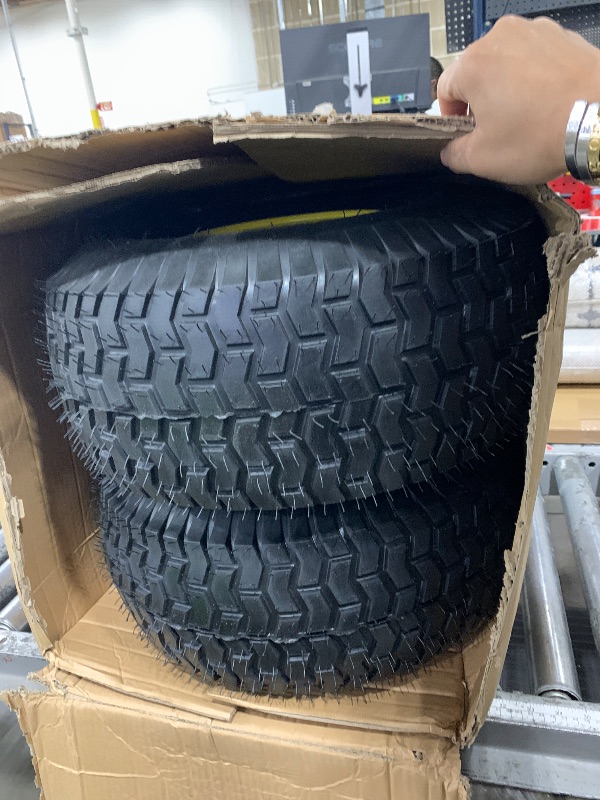 Photo 1 of (2-Pack) 20x8.00-8 Rear Tire and Wheel Assemblies - 4 Ply Tubeless Tire Compatible Replacement for Riding Lawn Mowers - 3/4" Borehole, 3.5" Offset Hub and 3/16" Keyway