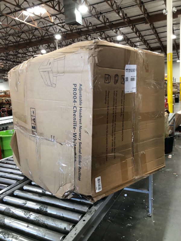 Photo 1 of *INCOMPLETE BOX 2 OF 2* Oxford Baby Uptown Upholstered Swivel Glider and Recliner Nursery Chair, Boucle White