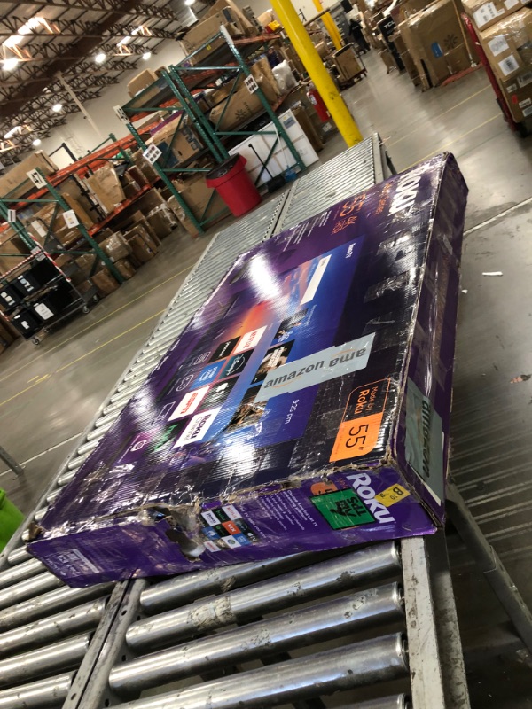 Photo 1 of *DAMAGE* Roku Smart TV 2025 – 55-Inch Select Series, 4K HDR TV – Roku TV with Enhanced Voice Remote – Flat Screen LED Television with Wi-Fi for Streaming Live Local News, Sports, Family Entertainment