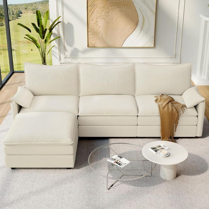 Photo 1 of **INCOMPLETE*** Vesgantti 108" Modular Sectional Sofa, Comfy Cloud Couch with Movable Ottoman Deep Seat Chenille L Shaped Modular Sofa, Sectional Couches for Living Room, Bedroom and Apartment, Beige
