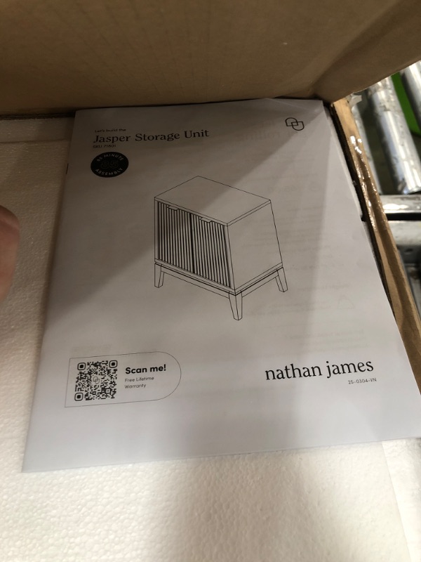 Photo 1 of *MISSING PARTS* Nathan James Jasper Wood Modern Sideboard Accent Storage Cabinet with Fluted Doors, for Kitchen or Living Room, Warm Pine