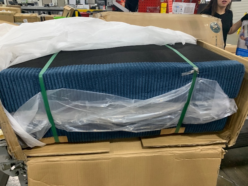 Photo 1 of ***INCOMPLETE***LINSY HOME 157'' Modular Sectional Sofa Blue Couch Corduroy Cloud Couches for Living Room, U Shaped Couch with Movable Ottoman, Modern Cloud Sectional Sofas for Bedroom and Apartment, Blue