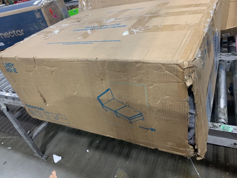 Photo 1 of ***INCOMPLETE***LINSY HOME 157'' Modular Sectional Sofa Blue Couch Corduroy Cloud Couches for Living Room, U Shaped Couch with Movable Ottoman, Modern Cloud Sectional Sofas for Bedroom and Apartment, Blue