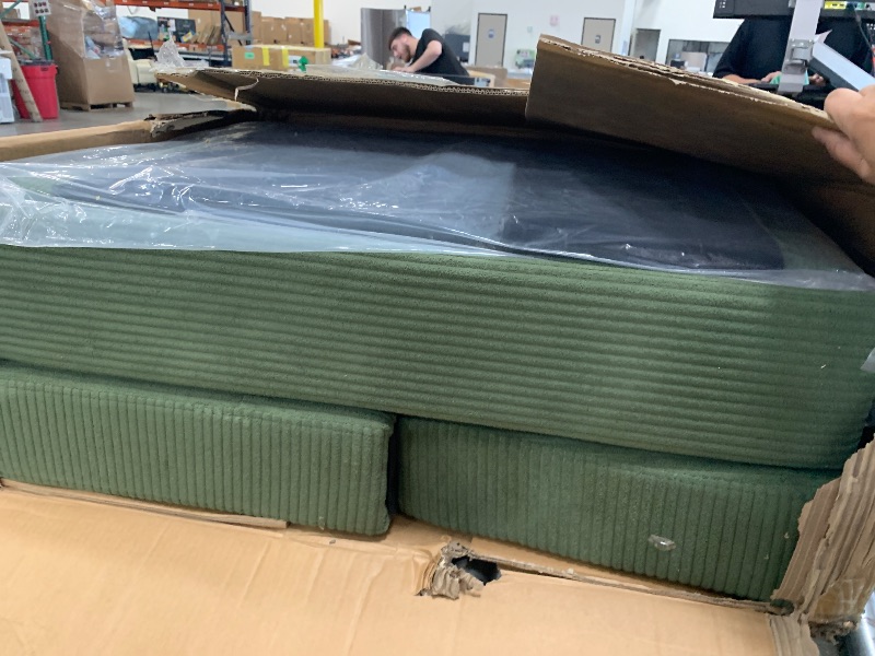 Photo 1 of **INCOMPLETE*** LINSY HOME Loveseat Sofa with Storage - Comfy Plush Corduroy 2 Seater Sofa with USB Charging & Cup Holders, Deep Seat Love Seat for Small Spaces Living Room Bedroom Apartment, Green