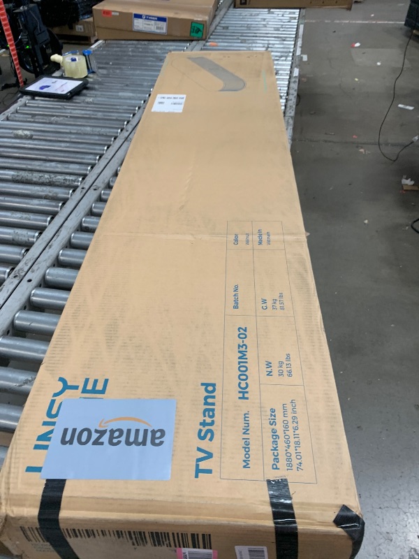 Photo 1 of ***SEE NOTES***LINSY HOME 70" Fluted TV Stand for TVs up to 80 Inch, Mid Century Modern Entertainment Center with Storage Cabinet and Sliding Doors, Farmhouse Wood Media TV Console for Living Room, Bedroom, Walnut