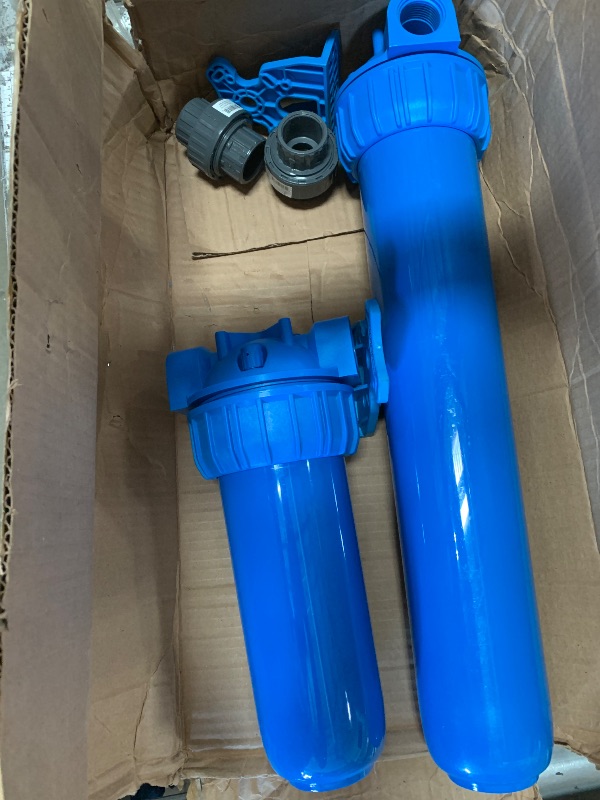 View 3 of *************ONLY CONTAINS THE TWO BLUE TANKS THE ARROWS ARE POINTING TO AND SOME CONNECTOR PIECES************
Aquasana Whole House Water Filter System | 1,000,000 Gallons | Carbon & KDF Media | Reduces 97% Chlorine & Sediment | Includes Pre- and Post-Fil