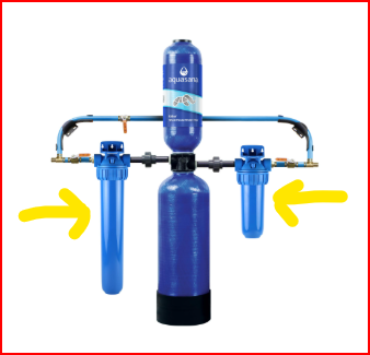 View 1 of *************ONLY CONTAINS THE TWO BLUE TANKS THE ARROWS ARE POINTING TO AND SOME CONNECTOR PIECES************
Aquasana Whole House Water Filter System | 1,000,000 Gallons | Carbon & KDF Media | Reduces 97% Chlorine & Sediment | Includes Pre- and Post-Fil
