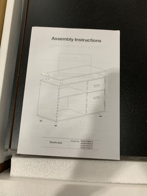 Photo 3 of Tribesigns 63 Inch Executive Desk with File Cabinet, L Shaped Office Desk with Drawers and Storage Shelves, Business Furniture Set Workstation for Home Office, Gray and Black