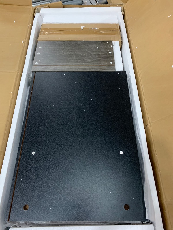 Photo 2 of Tribesigns 63 Inch Executive Desk with File Cabinet, L Shaped Office Desk with Drawers and Storage Shelves, Business Furniture Set Workstation for Home Office, Gray and Black