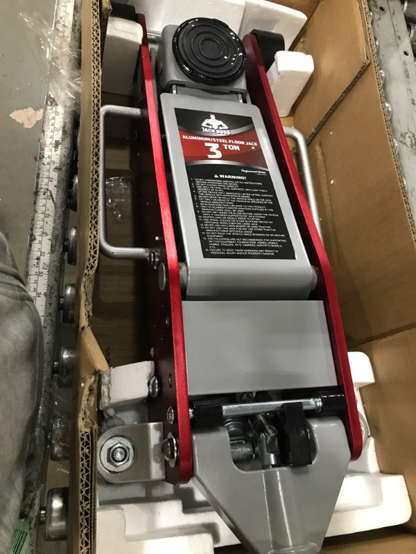 Photo 1 of ***PARTS ONLY***Jack Boss 3 Ton Low Profile, Aluminum and Steel Racing Floor Jack with Dual Pistons Quick Lift Pump for Sport Utility Vehicle, Lifting Range 3-15/16" min to 18-5/16" max, Net Weight 58.5 lb, Red