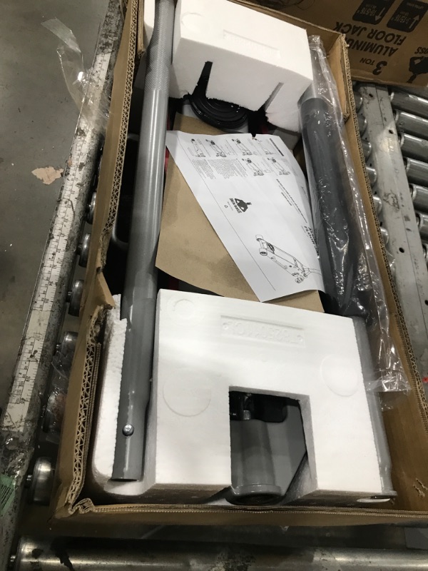 Photo 1 of ***PARTS ONLY***Jack Boss 3 Ton Low Profile, Aluminum and Steel Racing Floor Jack with Dual Pistons Quick Lift Pump for Sport Utility Vehicle, Lifting Range 3-15/16" min to 18-5/16" max, Net Weight 58.5 lb, Red