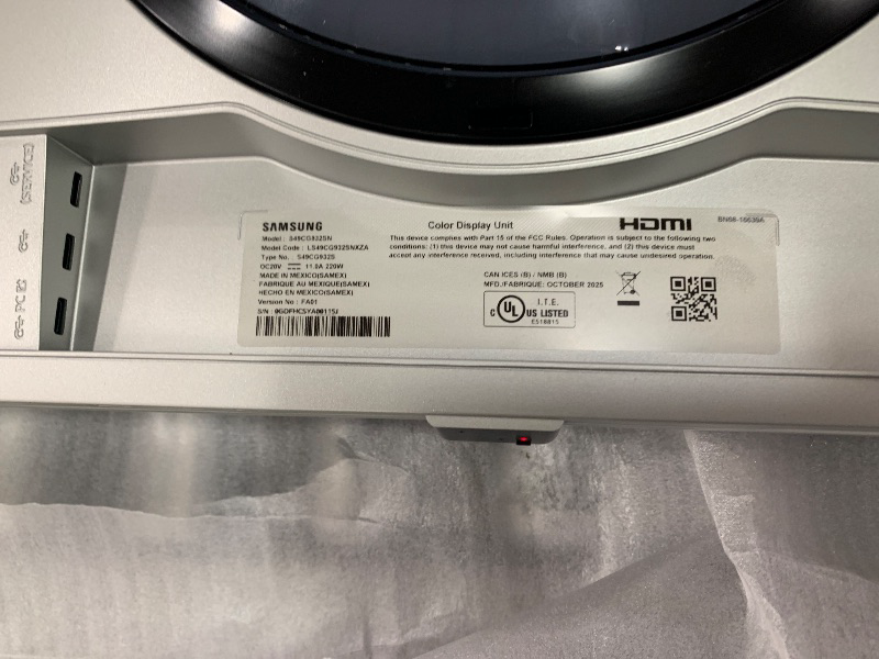 Photo 1 of Samsung 49" Odyssey OLED (G93SC) Series Curved Gaming Monitor w QD-OLED, 240Hz, 0.03ms, DQHD, G-Sync Compatible