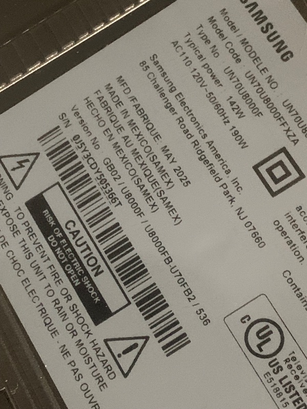 Photo 5 of DAMAGED SCREEN, FFINAL SALE**
Samsung 70-Inch Class Crystal UHD U8000F 4K Smart TV (2025 Model) Endless Free Content, Crystal Processor 4K, MetalStream Design, Knox Security, Alexa Built-in