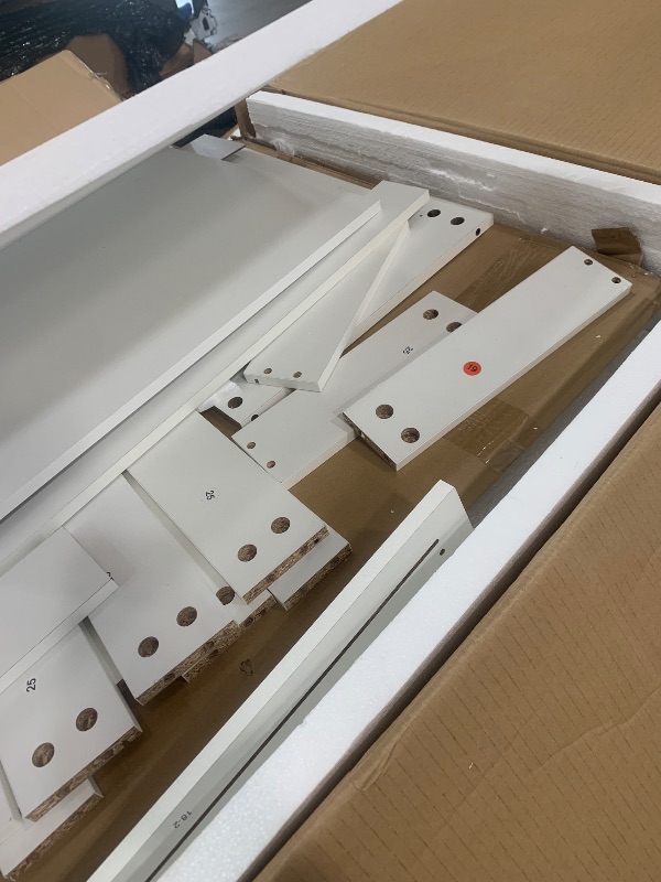 Photo 1 of **FOR PARTS ONLY**
DWVO Vanity Desk, Glass Top Vanity with Charging Station, 46" Makeup Table with 10 Drawers & Storage Stool