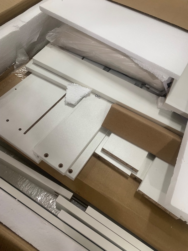 Photo 1 of **FOR PARTS ONLY**
DWVO Vanity Desk, Glass Top Vanity with Charging Station, 46" Makeup Table with 10 Drawers & Storage Stool