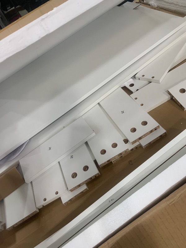 Photo 1 of **FOR PARTS ONLY**
DWVO Vanity Desk, Glass Top Vanity with Charging Station, 46" Makeup Table with 10 Drawers & Storage Stool