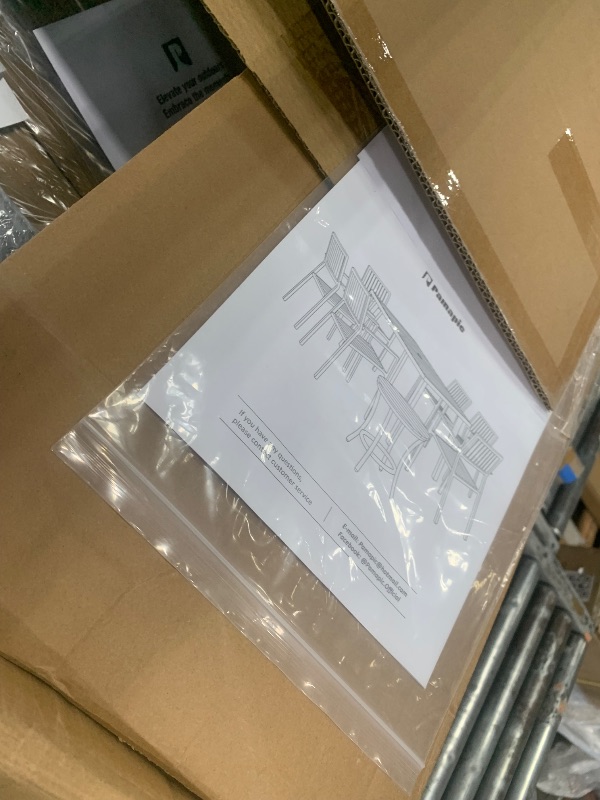 Photo 1 of *** PARTIAL SET - CHAIRS ONLY *** Pamapic 8-Piece Patio Dining Set?Outdoor Aluminum Furniture Set with Plastic-Wood Table Top,Outdoor Furniture Set with 6 Outdoor Stackable Chairs for Patio Garden Poolside (Teak)