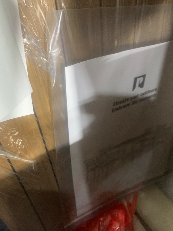 Photo 1 of *** PARTIAL SET - CHAIRS ONLY *** Pamapic 8-Piece Patio Dining Set?Outdoor Aluminum Furniture Set with Plastic-Wood Table Top,Outdoor Furniture Set with 6 Outdoor Stackable Chairs for Patio Garden Poolside (Teak)