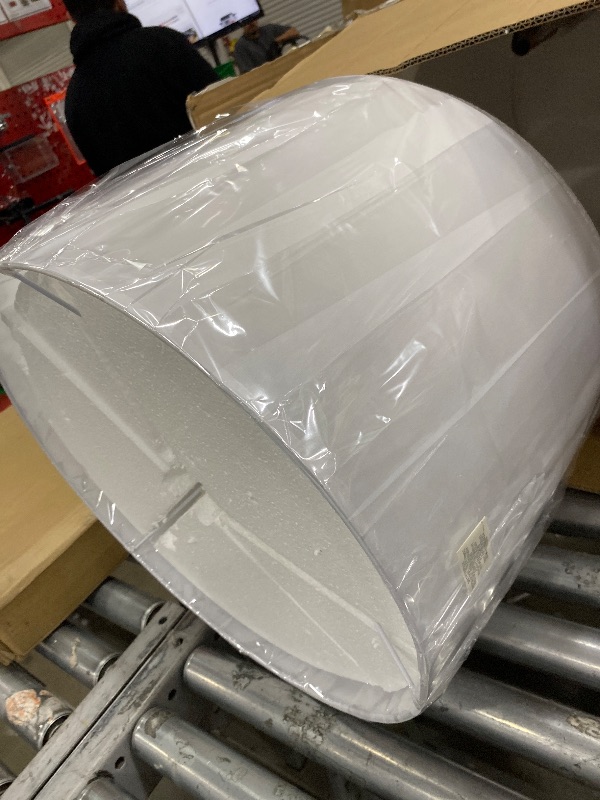 Photo 1 of  Faux Wood Floor Lamp with White Fabric Shade