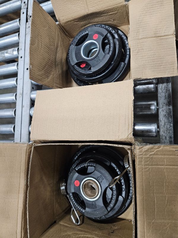 Photo 1 of **Partial set**
Fitvids Barbell Cast Iron 2-Inch Weight Plates for Strength Training & Weightlifting, 255LB, Style #2 â€“ Black