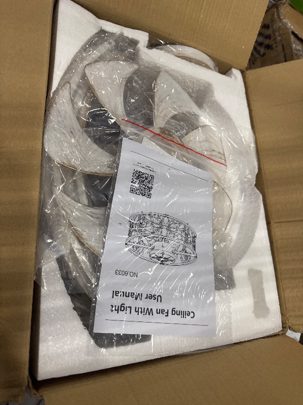 Photo 1 of SHLUCE 18" Caged Ceiling Fan with Light, Small Flush Mount Fandelier Ceiling Fans with Lights and Remote, Rustic Low Profile Bladeless Ceiling Fan with Light for Bedroom, Kitchen, White Gold