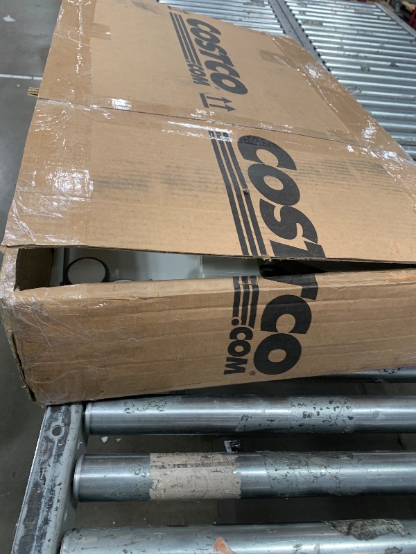 Photo 1 of **FOR PARTS ONLY**
Broken underneath the table ******Liftsync 35inch Glass Standing Desk?90° Tiltable Mobile Rising Desk Height Adjustable?Whole Piece Rolling Sit Stand Table with Wheels?Foldable Small Laptop Desk?White