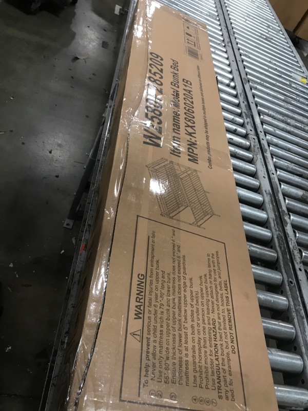 Photo 1 of ** Only box B Missing Box A *** KEIKI Queen Over Queen Size Metal Detachable Bunk Bed Frame with Ladders, MDF Headboard and Guardrail, Modern Bunk Beds with Solid Slats, No Box Spring Required, Easy Assembly, for Bedroom, Black