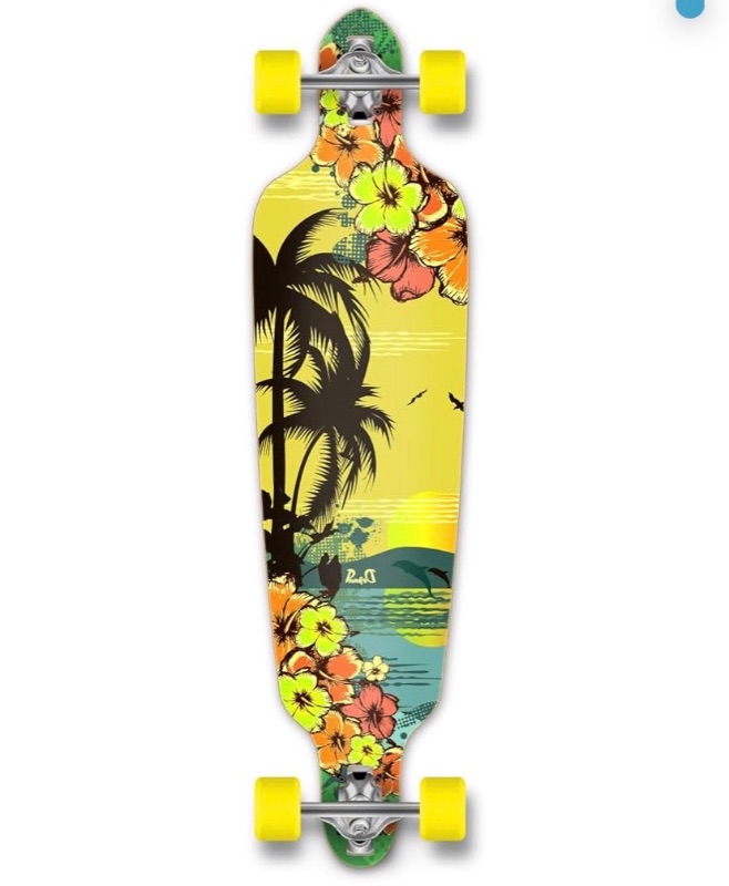 Photo 1 of Yocaher Beach Series Complete Drop Through Skateboards Longboard w/Black Widow Premium 80A Grip Tape Aluminum Truck ABEC-9 Bearing 70mm Skateboard Wheels